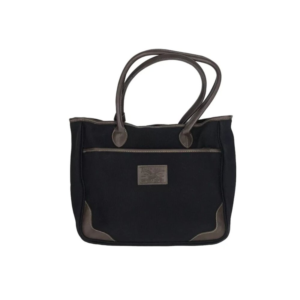 American Living Womens Black Brown Double Handles Inner Pockets Tote Bag